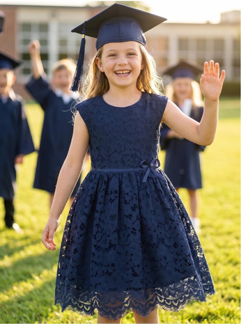 BLUE LACE GIRL DRESS - Picture 2 of 4